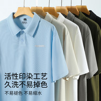 班尼路polo衫男2025夏季华夫格重磅短袖男款上衣衬衫领半开扣T恤A 4XL 【华夫格Polo】灰#MB银灰圆