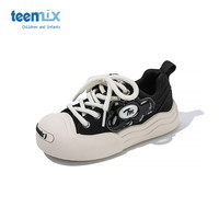 teenmix天美意儿童运动鞋2025春季女童男童透气帆布鞋大童鞋 黑色 29码