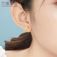 六福珠宝 足金鎏彩桃花耳钉计价GDGTBE0051 约