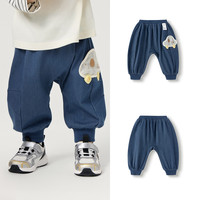 巴拉巴拉童装宝宝裤子婴儿长裤男童儿童休闲裤女童2025春秋装 蓝色调-小汽车