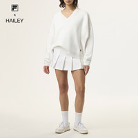 FILA x Hailey 斐乐女子编织衫2025夏新款网球宽松V领套头毛衣