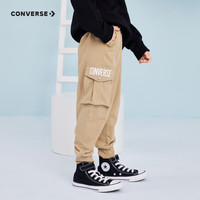 Converse匡威儿童装男童加绒裤子冬季针织工装裤修身长裤女大童运动休闲裤 咖啡棕 130 /56 【身高116-122cm】 130/56