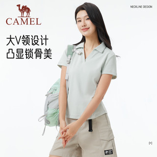 骆驼 弹力透气V领 女士T恤