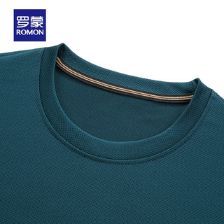 罗蒙（ROMON）华夫格长袖t恤男圆领春季中青年时尚休闲T恤衫 豆绿 4XL 190(180-200斤)