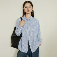 晚白2025春季时尚简约含棉衬衣气质条纹清新减龄洋气衬衫女 XL