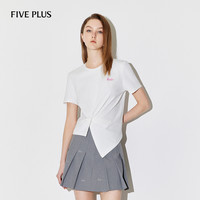 5+【IP合作到期清仓-芭比合作系列】FIVE PLUST恤上衣别致扭结短袖 白色 M
