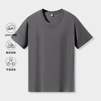 La Chapelle拉夏贝尔2025年夏季纯棉短袖t恤女显瘦正肩小个子上衣TK-私域 表情字母- 铁灰 XL