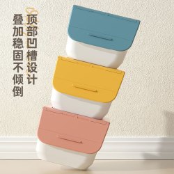纳份爱 特大号前开式斜口收纳箱 稻草黄L号 35*36*30cm 3个装