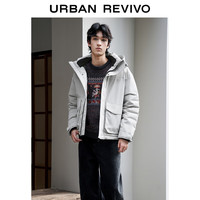 UR冬季男时尚简约休闲抽绳连帽外套羽绒服UMU140045 卡其灰 M