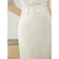晚白【直降】春季时尚简约气质半裙休闲纯色百搭通勤半身裙 杏色 M