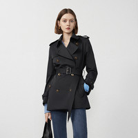 【朗姿Basic衣橱】法式复古正肩高级感气质外套2024春风衣女 黑色 S