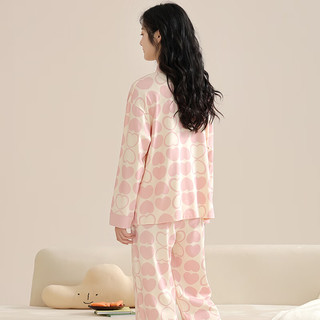 梵佩萝纯棉家居服睡衣套装少女青年V领开衫春秋长袖长裤和服女士2025 34851 2XL （140-160斤/170-175cm）