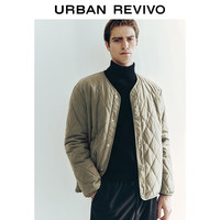 UR2024冬季男装时尚休闲百搭绗缝字母图案棉服UMM140008 深棕绿 XL