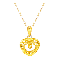 中国黄金CHINA GOLD爱心18K金项链女彩金捕梦网吊坠三八妇女神节礼物送女友老婆生日 18K金织心吊坠赠S925链