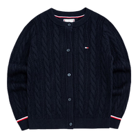 Tommy Hilfiger汤米儿童男女童纯色纯棉秋冬季学院风开襟毛衣休闲针织衫上衣