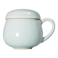 雅瓷 汝窑同心杯 茶杯陶瓷过滤办公杯办公室茶水分离杯家用泡茶杯