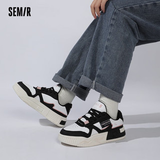 森马Semir小白鞋2024春秋季百搭厚底增高男鞋休闲运动板鞋SCX233470 黑白 36 女款