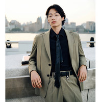 GXG奥莱 零压系列不易皱商务休闲西装男士 24年春 灰绿色 S 165 165/S