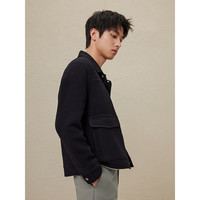 GXG奥莱 多色翻领短大衣 23年冬季 黑色 165/S