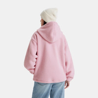 GAP女装2024秋冬贴布绣logo仿羊羔绒连帽卫衣加厚外套600757 粉色 XL (175/92A亚洲尺码)