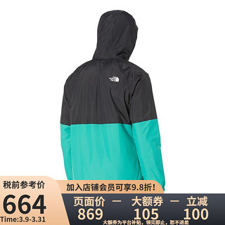 THE NORTH FACE 北面 美版男款防风透气连帽冲锋衣夹克 4HW-黑色/绿色 2XL