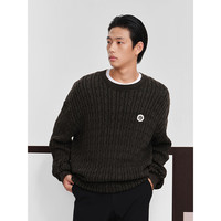 GXG男装 双色小标装饰毛衣男打底衫宽松毛衫针织衫 2024秋季 深卡其 L