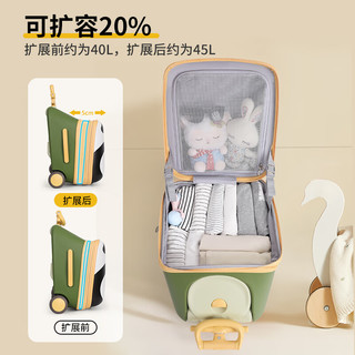 ZEFER儿童行李箱可坐骑男孩20寸登机拉杆箱子女宝宝旅游遛娃推车旅行箱 熊猫绿+护栏 【1-12岁适用】 20英寸 -遛娃箱【可扩容】