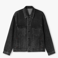gxgjeansgxg.jeans男装2022年春秋新款外套男青年个性印花水洗牛仔夹克男潮易穿搭 黑色