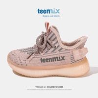 天美意(TEENMIX)童鞋女童运动鞋儿童飞织鞋椰子鞋男童透气网面跑步鞋子 211粉色 29