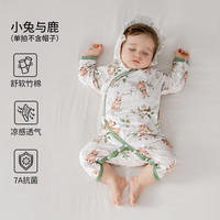 欧孕（OUYUN）婴儿蝴蝶衣春夏斜襟衣服初生宝宝连体衣薄款哈衣小月龄睡衣 小兔与鹿 66cm