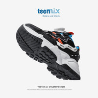 天美意童鞋女童老爹鞋2024春夏季透气网面鞋纽扣运动跑步鞋子中大童 黑色 26 26码