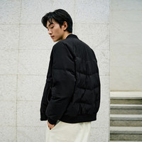 太平鸟男装羽绒服棒球领短款男冬季飞行保暖外套 1(宽松)