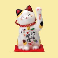 药师窑手工彩绘陶瓷招财猫摆件乔迁