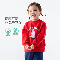 春季女童针织长袖卫衣小兔印花 厚实挺括不易褶皱