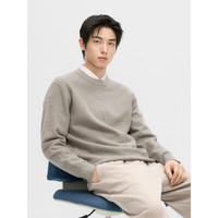 GXG男装2024年冬季GXG男士满身提花纤绒纱宽松潮搭针织衫毛衣男 浅卡其 190/XXXL