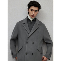 GXG男装 多色明线设计简约休闲平驳领长款大衣外套 2024年冬 灰色 4XL