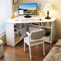 聚林鸟 全实木转角书桌 家用卧室小学生学习桌 白色