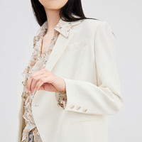 秋水伊人通勤风西装春季女装高级感休闲外套 米白 XL