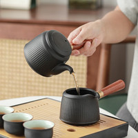 苏氏陶瓷(SUSHI CERAMICS)功夫茶具套装实木手柄双侧把茶壶日式竹面储水式茶盘茶托礼盒装