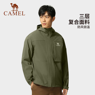 CAMEL骆驼户外短款风衣男款春秋户外防风防泼水保暖软壳衣旅游上衣外套 1 XL