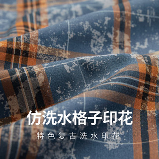 卡宾男装 特色复古洗水印花衬衫2025夏季新款宽松舒适 湖蓝色57 L /175/50