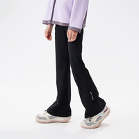 ebaer女童鲨鱼裤春秋冬款儿童运动休闲加绒打底裤修身喇叭瑜伽裤 2004浓墨黑