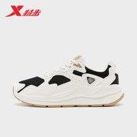 XTEP特步奶油鞋女款2025夏季复古透气运动鞋软底轻便休闲鞋男 C款-帆白/黑/棕灰色 38