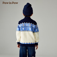 PawinPaw卡通小熊童装2024年秋冬男童撞色提花毛织开衫外套 Mix混合色/99 140 cm
