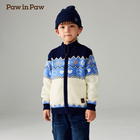 PawinPaw卡通小熊童装2024年秋冬男童撞色提花毛织开衫外套 Mix混合色/99 110 cm