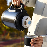 洁雅杰保温壶304不锈钢容量车载真空水壶户外旅行壶本色