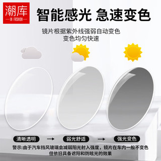 潮库时尚百搭近视眼镜智能变色一镜两用男女款可配度数防蓝光变色合集 M23-9黑枪 配1.56变灰或变茶色镜片0-600度