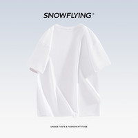 雪中飞 SNOW FLYING夏季女装纯棉T恤圆领百搭简约印花舒适透气短袖上衣宽松白色半袖 云朵白 T3 2XL 190-215斤