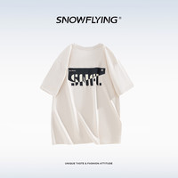 雪中飞 SNOW FLYING夏季女装纯棉T恤圆领百搭简约印花舒适透气短袖上衣宽松白色半袖 云朵白 T6 M 115-140斤
