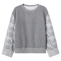 BAIC HOUE/百家好国风提花卫衣女2024秋季新款撞色拼接长袖上衣O